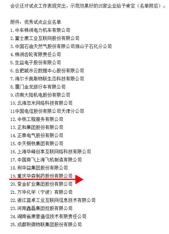 华森制药入选工信部工业互联网网络安全分类分级管理优秀试点企业(图1)