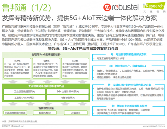 鲁邦通入选艾瑞《2022年“专精特新”企业发展研究报告》