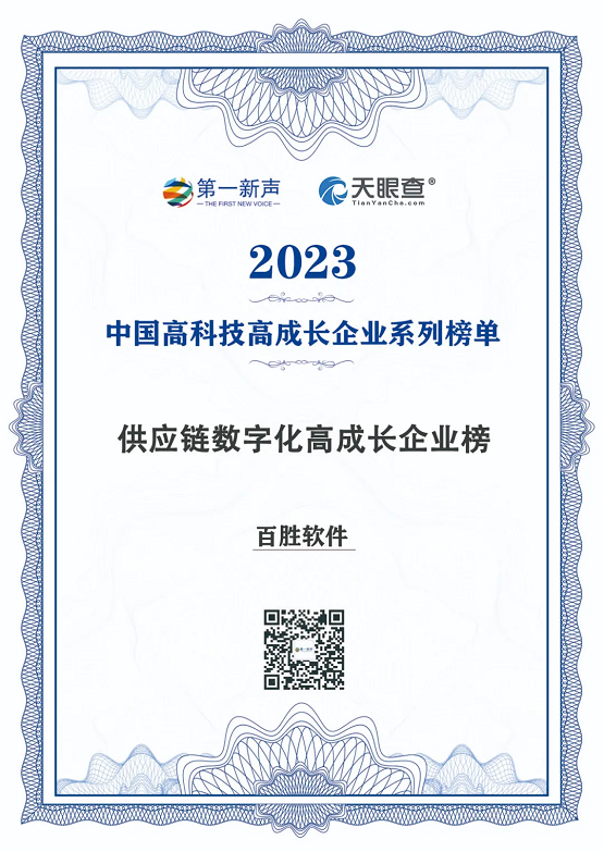 捷报！百胜软件荣登2023年度中邦高科技高成长企业系列榜单