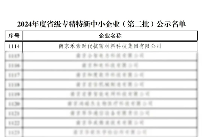 禾素时代荣获江苏省“专精特新”中小企业认定
